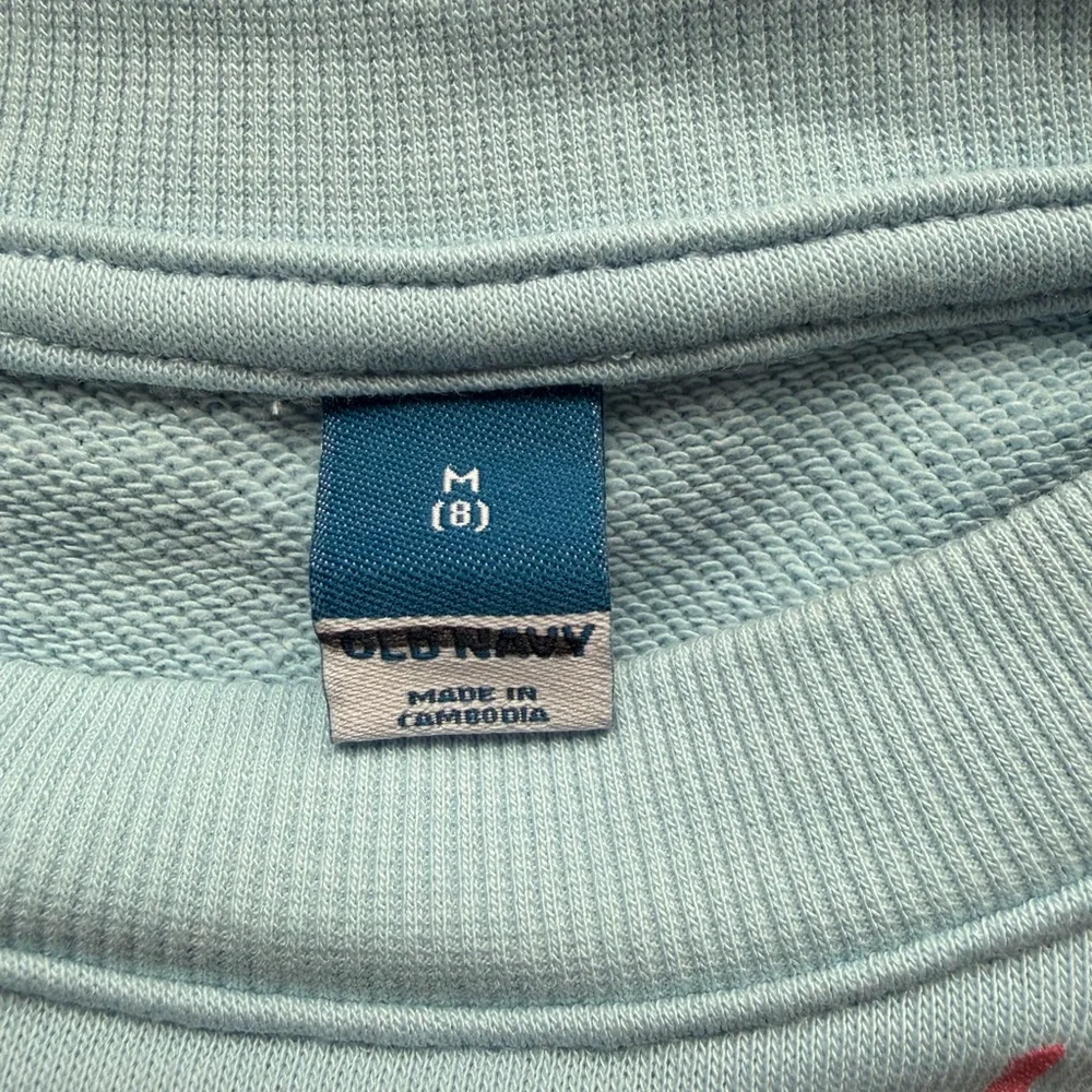 Old Navy Girls Lt Blue Crew Neck Sweatshirt Medium (8) NWOT PTP 18.5” Length 17”